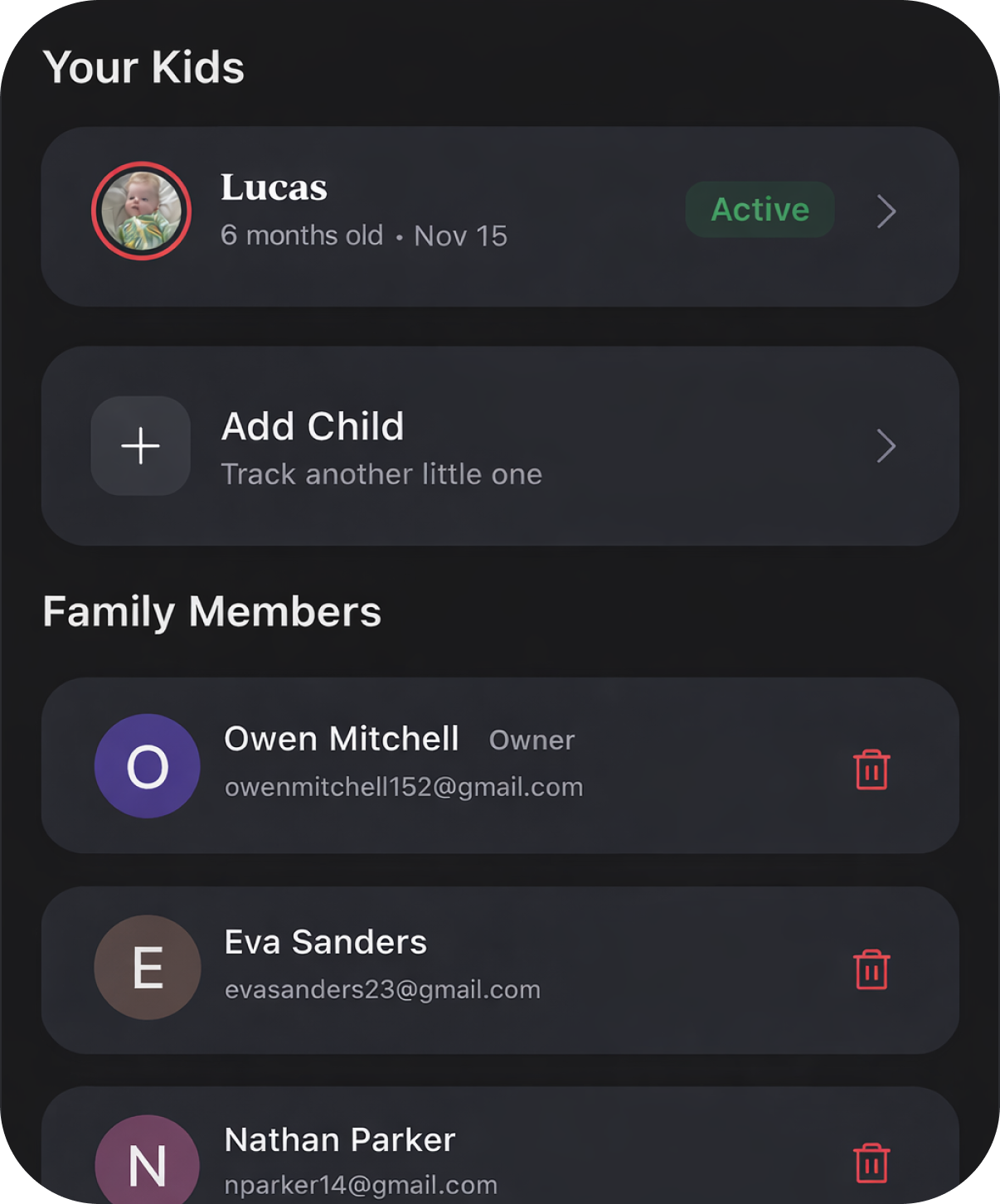 Tiny Tracker analytics screen